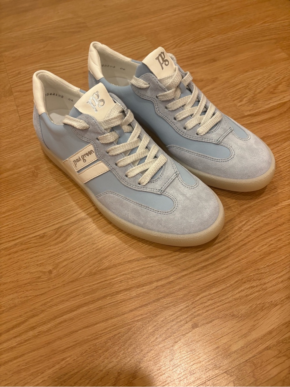 Paul Green Light Blue and White Women's Suede & Leather Sneakers